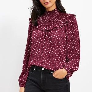 Loft Ruffle Smocked Yoke Blouse - Size S